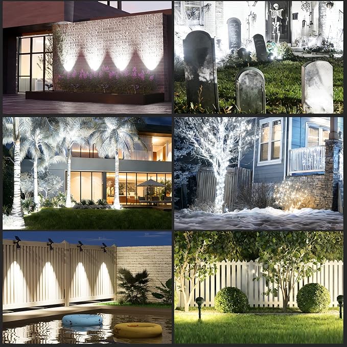 T-SUN Solar Spotlights Outdoor, 2 Pack White LED Landscape Lights, Waterproof - Image 2