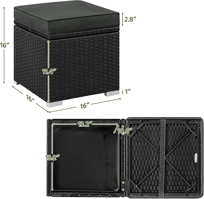Yaheetech Wicker Ottomans, Outdoor/Indoor Footstools, Additional Seating - Image 3