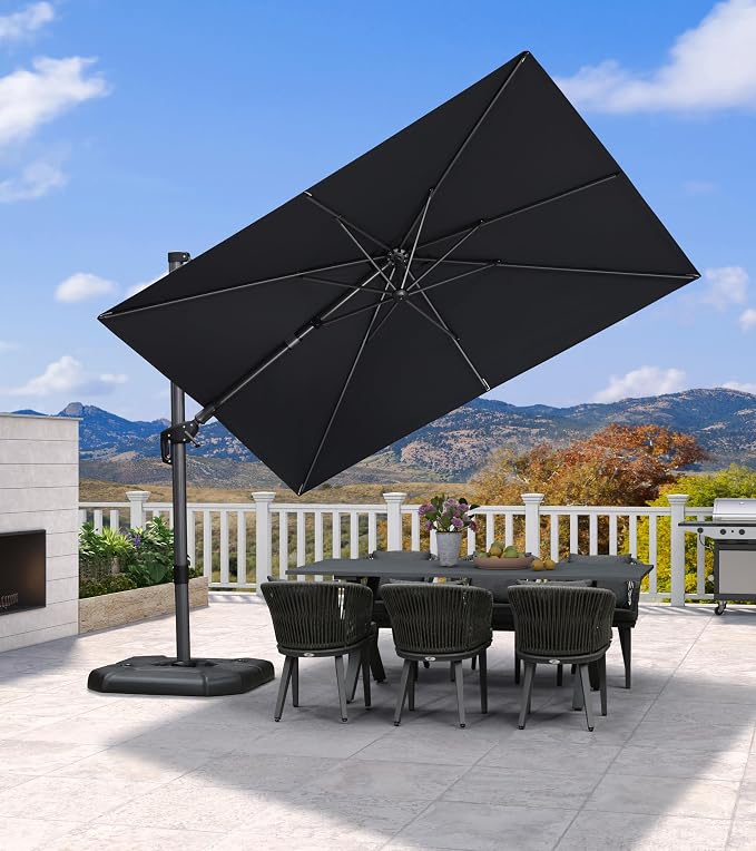PURPLE LEAF 6.5' X 10' Left-right Tilt Patio Umbrella Outdoor Cantilever Swivel - Image 2