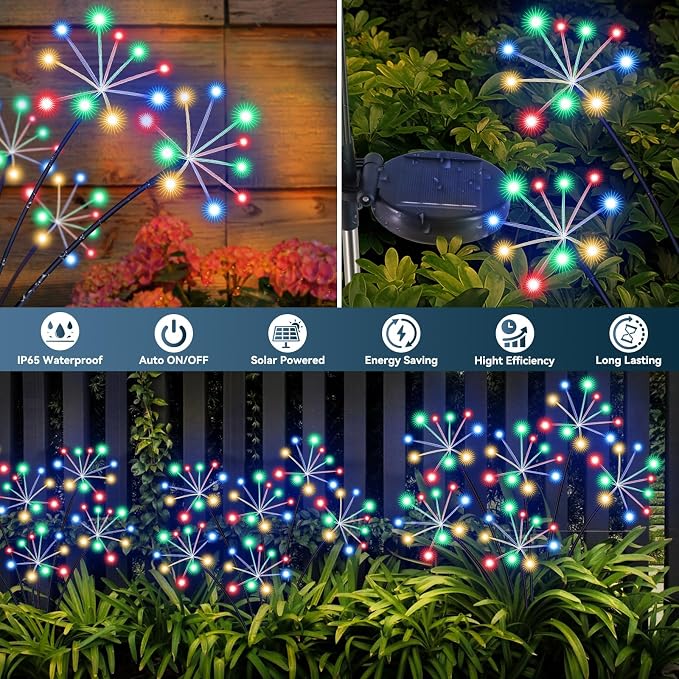 Solar Garden Lights 2 Pack Waterproof Swaying Starburst Light Solar Outdoor - Image 5