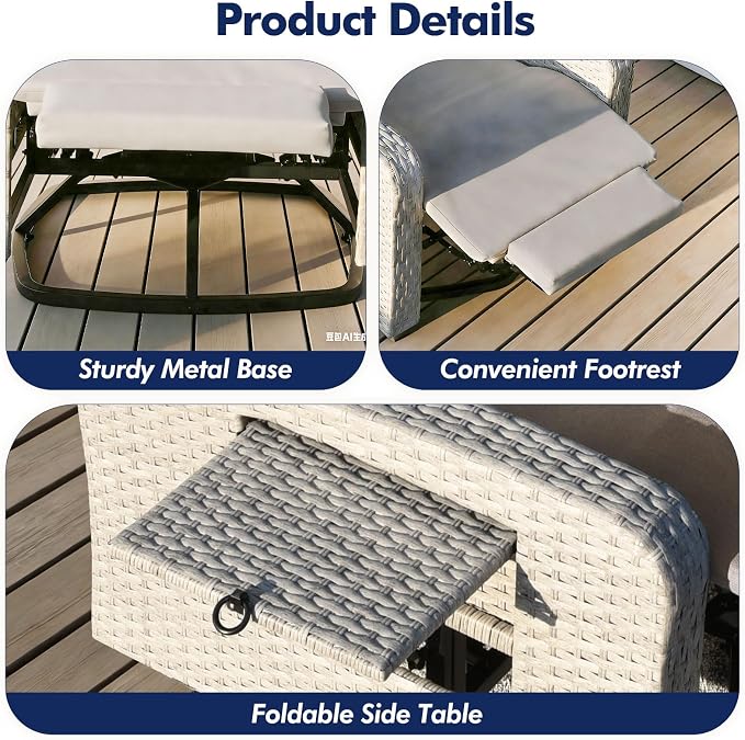 Outdoor Recliner Chair, Wicker Patio Recliners - Image 6