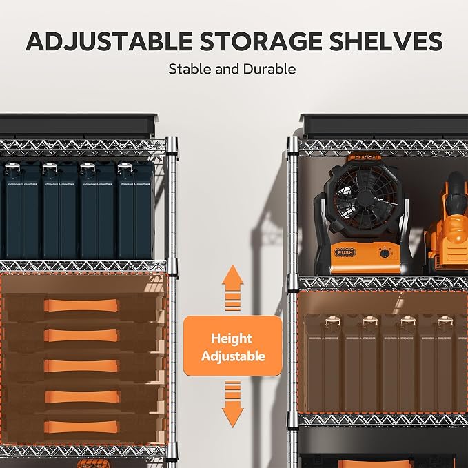 4 Tiers Storage Shelves Load 1400LBS, Metal Shelving Wire Metal Shelving Unit - Image 4