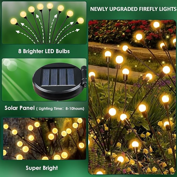 8-Pack Garden Solar Lights, 64 LED Solar Light Outdoor - Image 3
