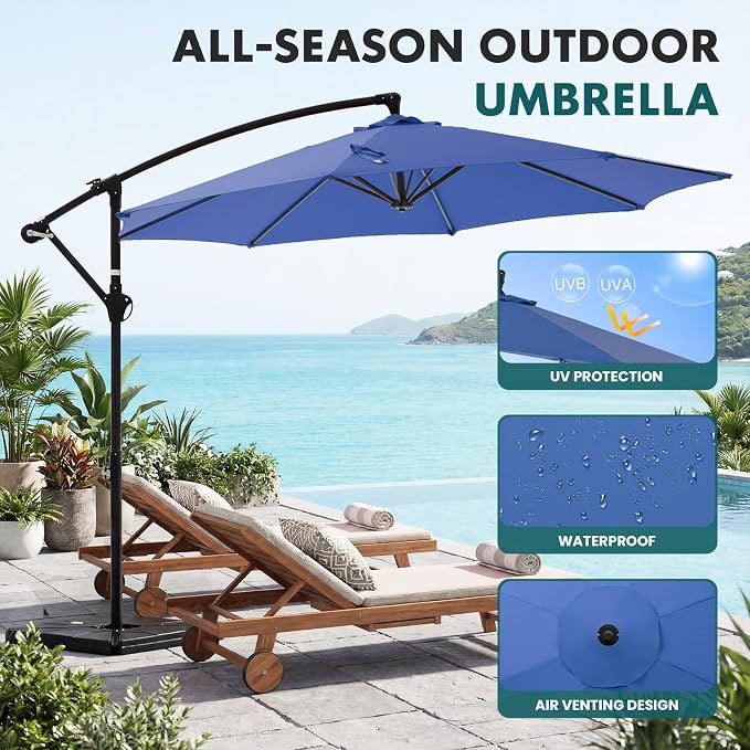 OLIXIS Offset Patio Umbrella, 9.7FT Cantilever Table Umbrellas - Image 2