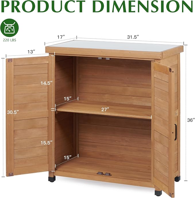 Outdoor Storage Cabinet & Potting Bench Table - Image 3