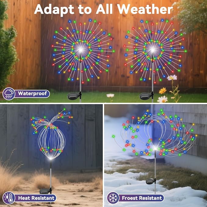 Garden Outdoor Lights, 2 Pack 120 LED Solar Garden Lights Fairy Lights Outdoor - Image 3