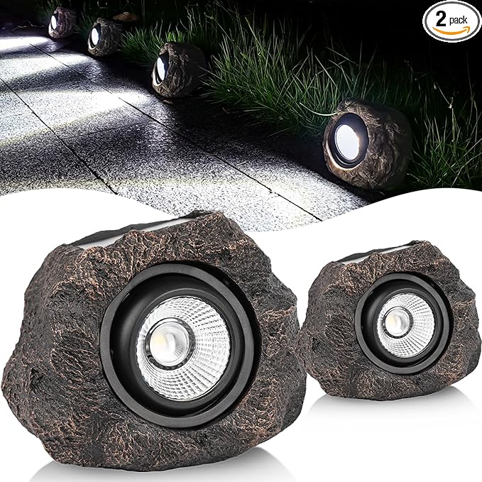 Solar Rock Lights Outdoor Garden Waterproof by Candieslife