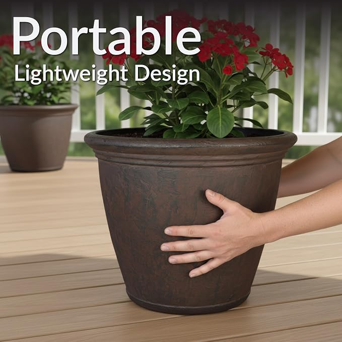 Sunnydaze 15.25-Inch Anjelica Large Plastic Pot - Image 4