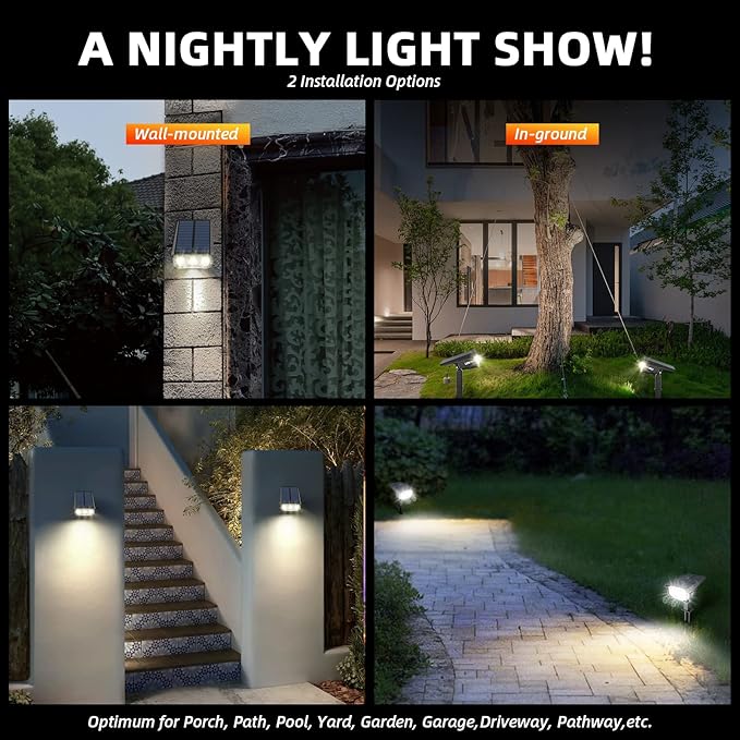 Solar Spot Lights Outdoor, 40 LEDs Solar Outdoor Waterproof Landscape Lights - Image 3