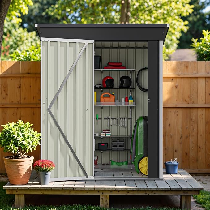 Greesum 5×3 FT Outdoor Storage Shed, Metal Storaged Sheds Without Floor - Image 8