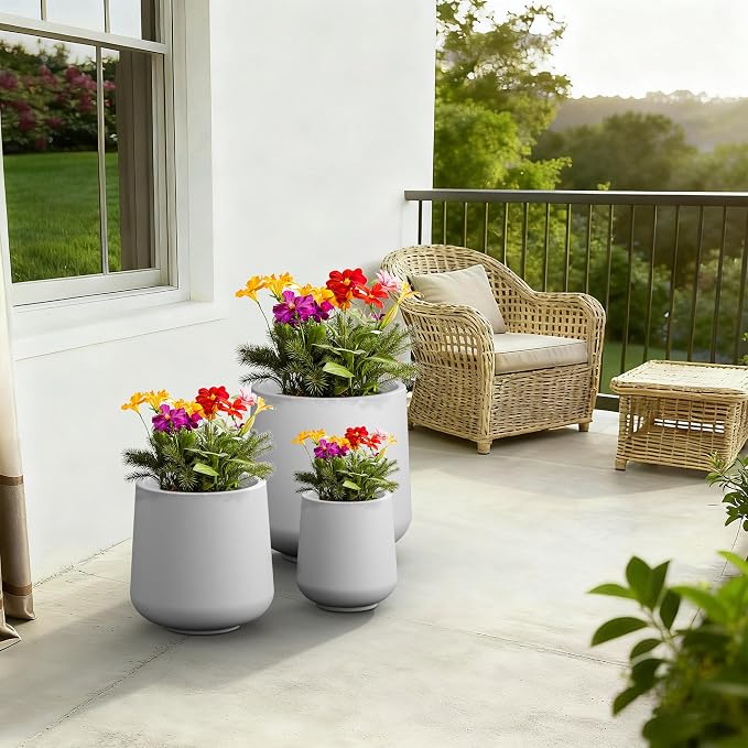 Kante 15.3"+11.6"+8.2" Dia Round Concrete Planter, Large Outdoor Indoor Planter - Image 4