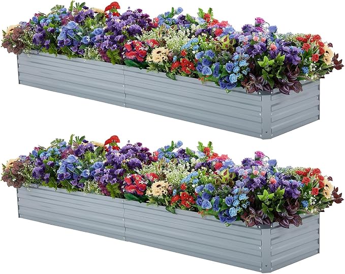 2 Pack 6x1.5x1FT Galvanized Raised Garden Beds Kit Outdoor Metal Gardening by Meberam