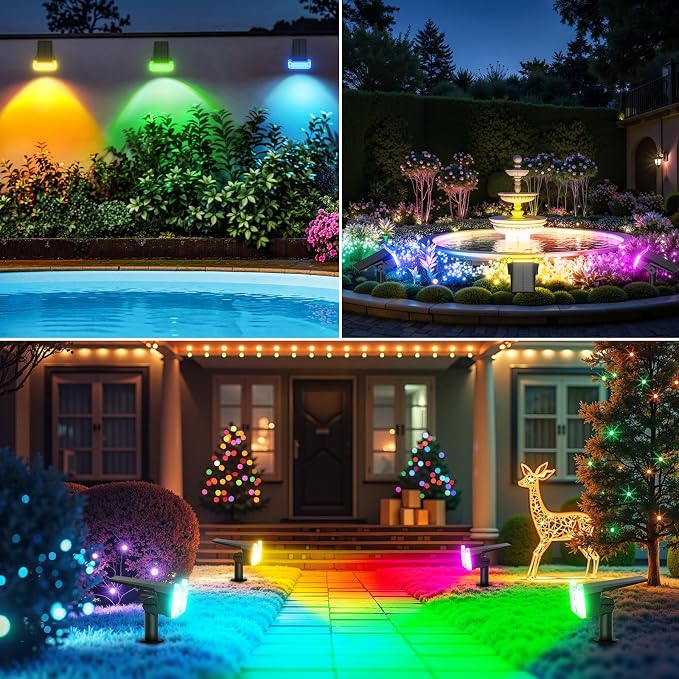 WdtPro 10 Pack Solar Color Changing Spot Lights, 10 Lighting Modes Solar Lights - Image 3