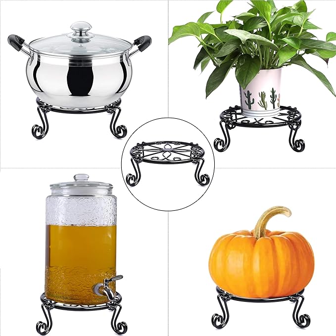 Black Plant Stand for Flower Pot Heavy Duty Potted Holder Indoor Outdoor Metal - Image 6