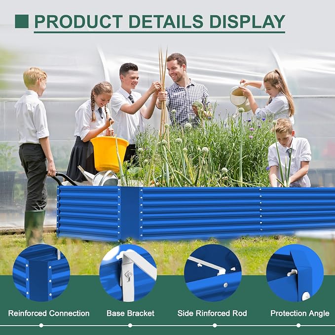 Land Guard 8x4x3ft Rectangular Galvanized Raised Garden Beds, Large-Capacity - Image 5