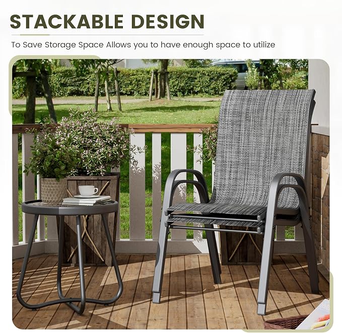 UDPATIO Patio Chairs Set of 2, Stackable Outdoor Dining Chairs - Image 4