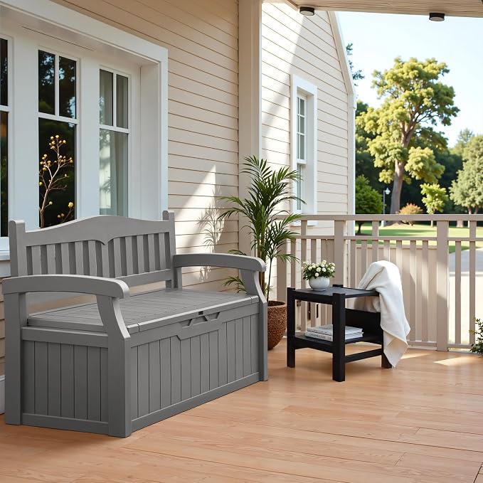 Flamaker 80 Gallon Storage Bench Outdoor Indoor, Durable All-Weather Seating - Image 2