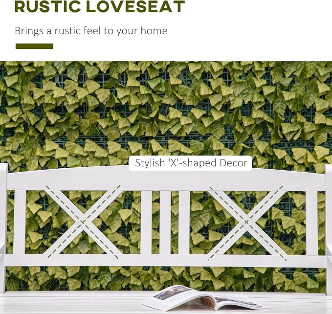 Outsunny 2-Seater Wooden Garden Bench, 4FT Outdoor Patio Loveseat - Image 4