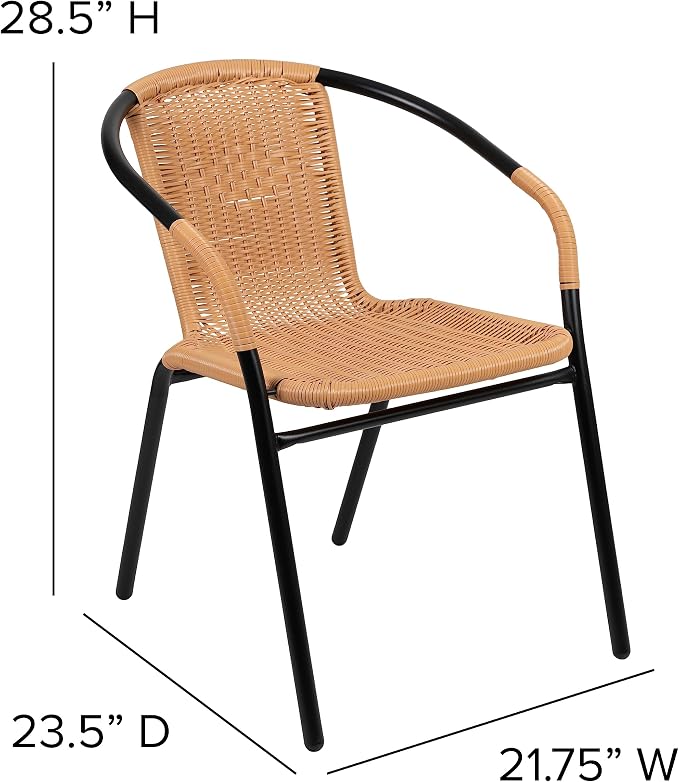 EMMA + OLIVER Set of 4 Modern Rattan Indoor/Outdoor Stack Chairs, Stacking - Image 2