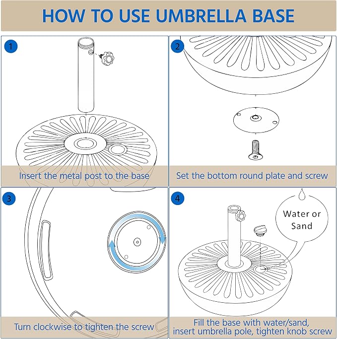 Yaheetech Umbrella Base 85.7lbs Round Water & Sand Filled Patio Outdoor - Image 9