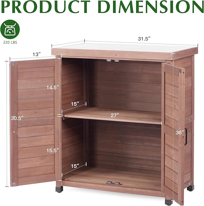 Outdoor Storage Cabinet & Potting Bench Table - Image 4
