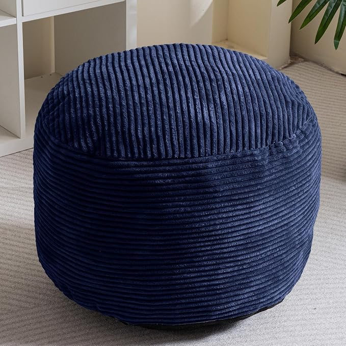 HIGOGOGO Round Stuffed Pouf Ottoman, Corduroy Poufs - Image 7