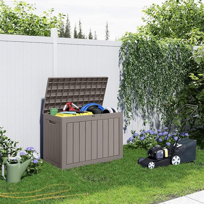 45 Gallon Outdoor Storage Box, Weather Resistant & Waterproof Resin Deck Box - Image 4