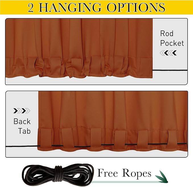 NICETOWN 2 Panels Outdoor Curtains Waterproof Fixed Grommet/Back Tab on Top & - Image 2