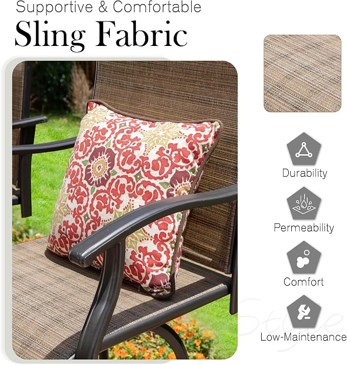 Sophia & William Outdoor Bar Set, Patio Bar Table & Chairs Set, Bar Height - Image 4