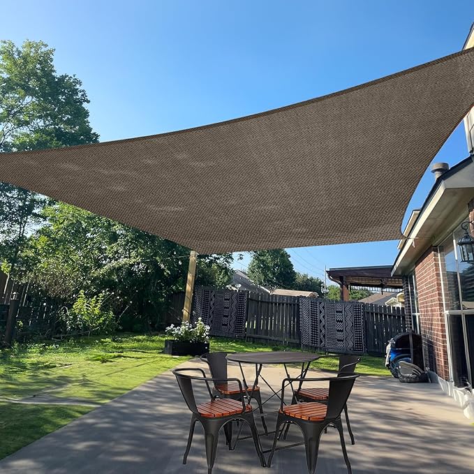 SUNLAX Sun Shade Sail 12' x 15' Brown Rectangle Canopy Sail Shade Cover UV by SUNLAX