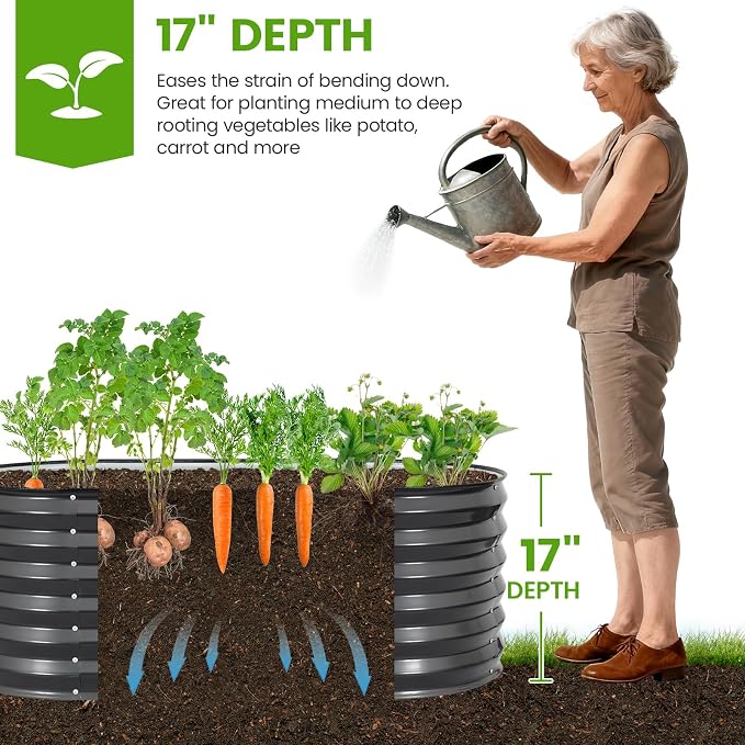 Galvanized Raised Garden Bed Outdoor |17'' Tall Planter Box Outdoor - Image 2