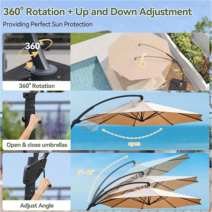 Aoxun 11 FT Cantilever Umbrella - Image 2