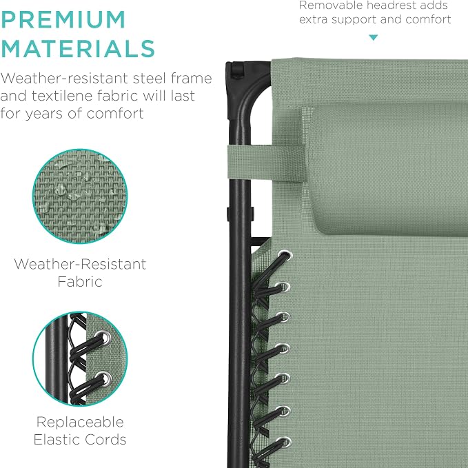 Best Choice Products 30” Wide Folding Zero Gravity Outdoor Recliner Patio - Image 7