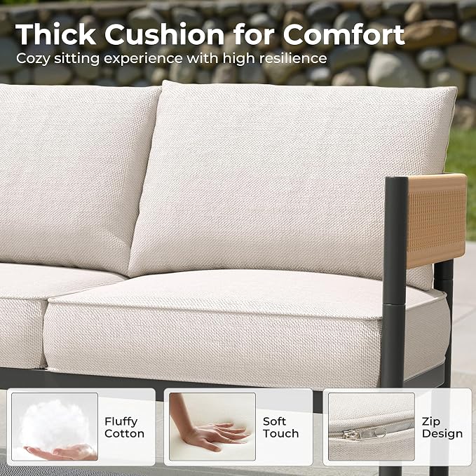 Grand patio 5-Piece Outdoor Furniture Set, 5 Seats Wicker Sofa Conversation Set - Image 5