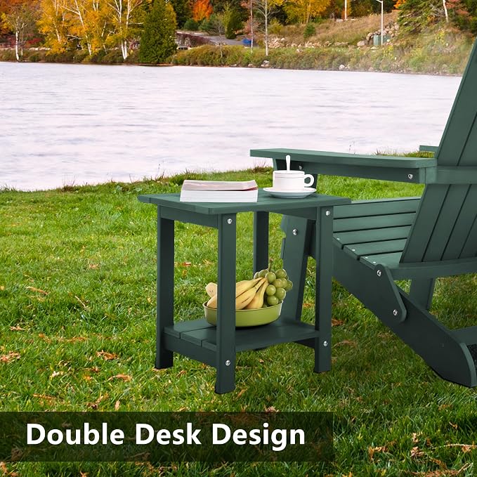 Double Adirondack Side Table Weather Resistant, Outdoor Rectangular End Table - Image 6
