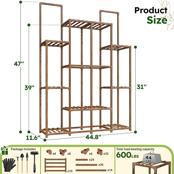 EnHomee Plant Stand Indoor Wood Plant Stand Outdoor Plant Shelf - Image 8