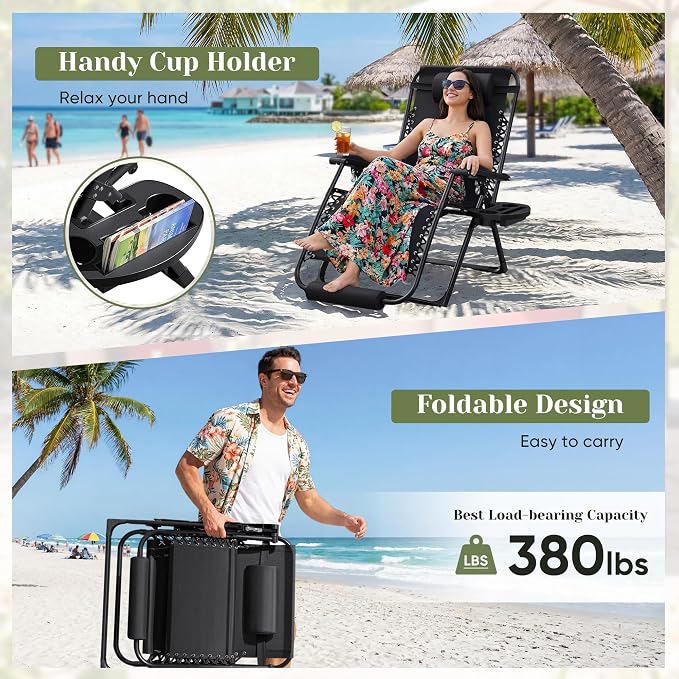 Homall Oversized Zero Gravity Chair, Adjustable Anti Gravity Chair Folding - Image 4