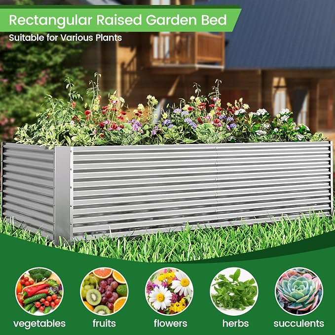 FRIZIONE 2pcs Tall 6x3x1.5ft Galvanized Raised Garden Bed Outdoor, Steel Garden - Image 4