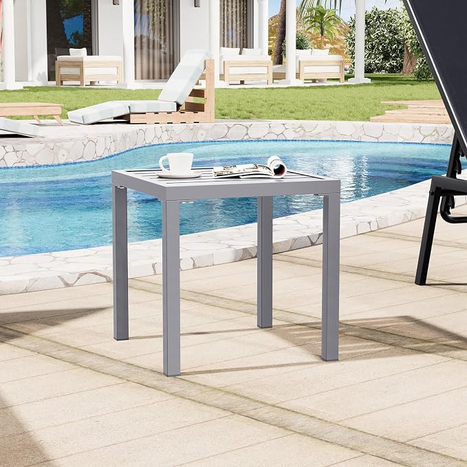 Crestlive Products Outdoor Side Table Set of 2, Small Square Metal End Table - Image 2