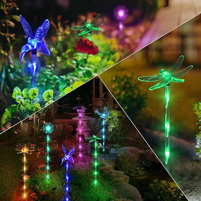 Set of 6 Arcylic Solar Lights for Outside, Solar Powered Garden Decorations - Image 2