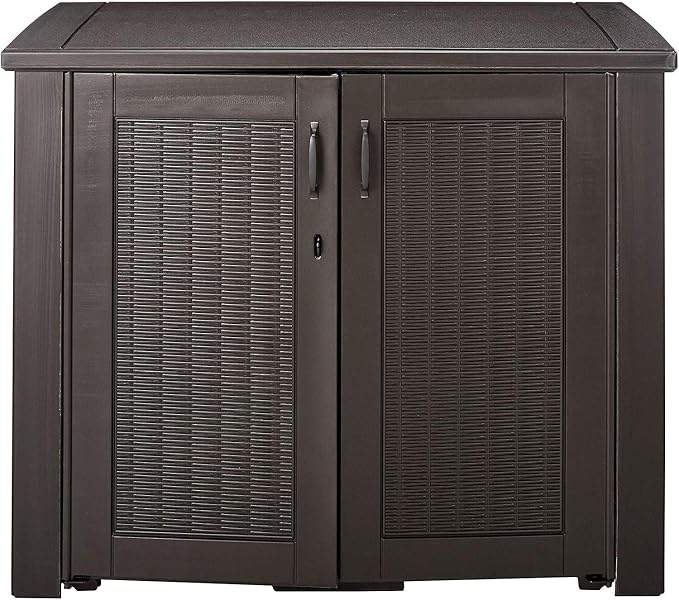 Rubbermaid Decorative Outdoor Storage Cabinet Weather Resistant Dark Brown - Image 2