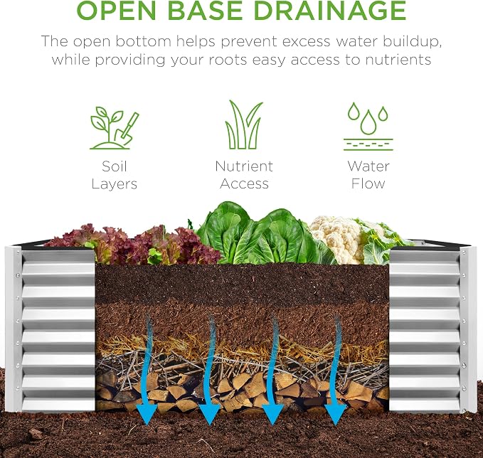 Best Choice Products 4x2x2ft Outdoor Metal Raised Garden Bed, Deep Root Box - Image 5