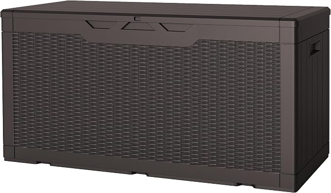 JUMMICO 100 Gallon Resin Deck Box, Waterproof Outdoor Storage Box by JUMMICO