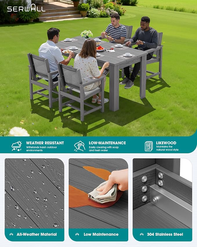 SERWALL 5 Piece Outdoor Dining Table Sets - Image 6