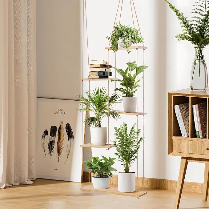 Hemp Rope Hanging Window Plant Shelf from Ceiling - Image 3