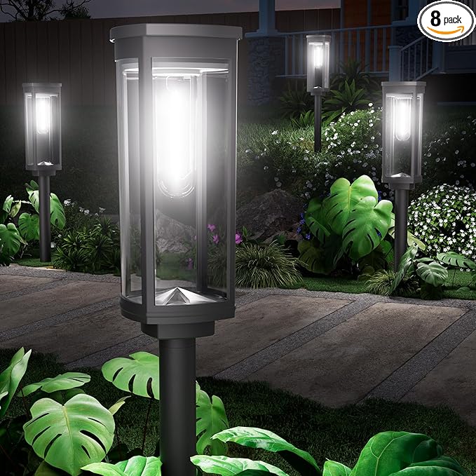 8 Pack Solar Pathway Lights Outdoor, Super Brightness IP65 Waterproof Auto by NEWMESSI