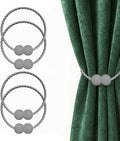 Hion Magnetic Curtain Tiebacks Grey 4 Pack, Curtain Tiebacks Buckles Holdbacks by Hion