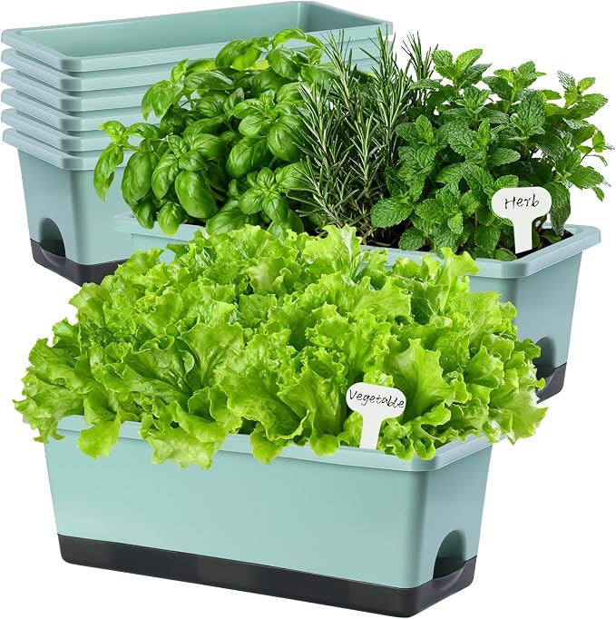 Window Box Planter 8 Pcs, 17 Inches Rectangle Flower Pots - Image 2