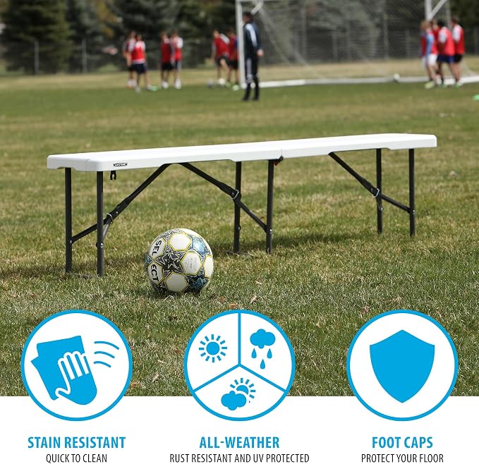 LIFETIME Portable Folding Bench, 6‑Foot Fold‑in‑Half, UV‑Resistant Seat - Image 7