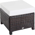 Outsunny 20" Patio Wicker Ottoman, Additional Seating, Side Table by Outsunny